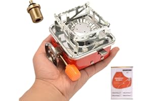 QUALIALL Camping Stove, Backpacking Stove, Foldable, Portable, Lightweight, Piezo Ignition, Single Burner Adjustable, Premium Mini Powerful and Stable Camp Stove for Hiking Picnic, 1+2+1+1pcs