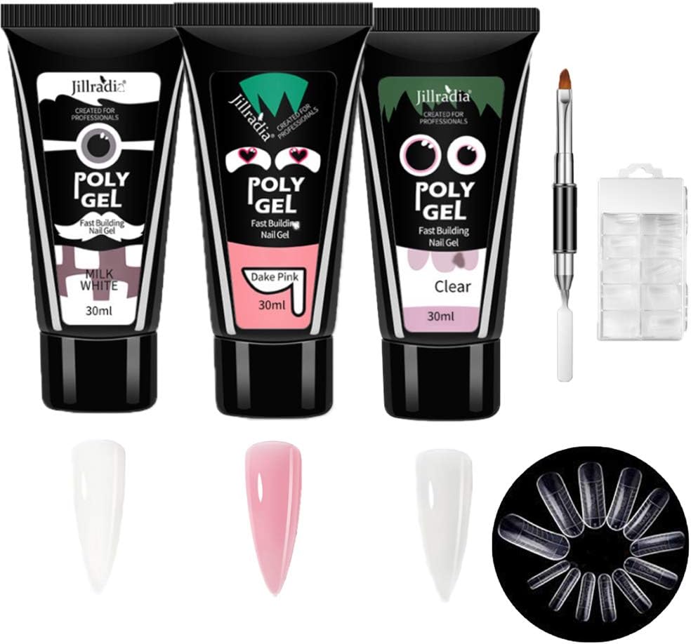 Nails Extension Gel, 3Colors 30ml Gel Nail Extension + 100Pcs Quick