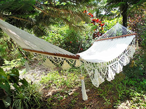 Large Hammock Chair with Crochet Edge Handmade Cotton Beige/Indoor Outdoor Chair Hammock/Hanging Chair Swing/Large Hammock Double Stitch/DHL Express Shipping.