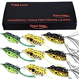 TROUTBOY Frog Fishing Lure, Hollow Body Frog Topwater Soft Baits Lures for Bass Pike Snakehead Dogfish Musky