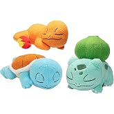 Pok&eacute;mon 5" Sleeping Squirtle, Charmander, Bulbasaur Starter Plush 3-Pack - Officially Licensed - Authentic Soft Stuffed Animal Toy Figure Set - Easter Basket Stuffer Gift for Kids, Boys, Girls - 2+