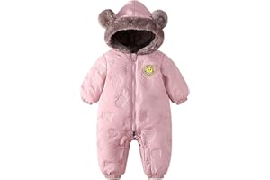 JiAmy Baby Snowsuit Newbron Hooded Winter Outfit Clothes Infant Warm Bear Onesie Zipper Coat Jumpsuit Romper