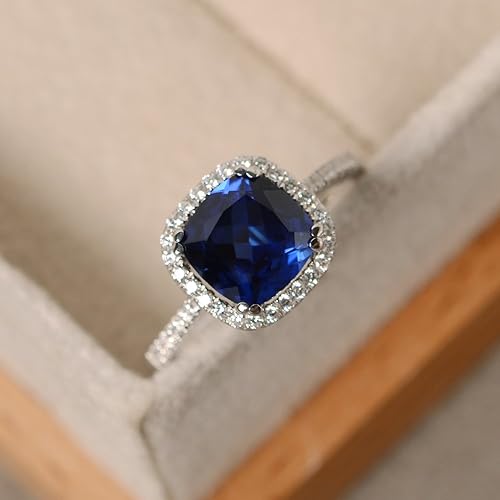 cushion cut sapphire ring