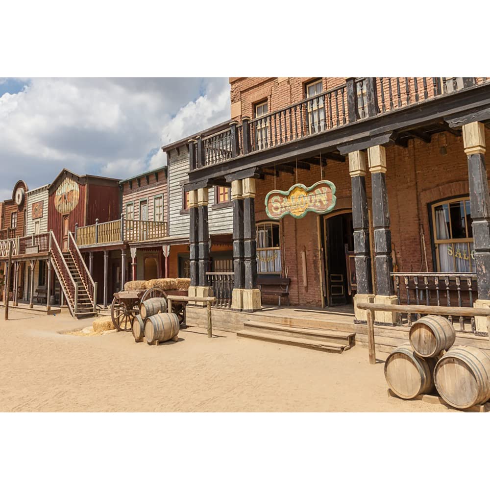 Aoihrraan 2,2x1,5m Western Saloon Bar Backdrop Shabby Wild West Wooden House Barrel Rustic Photography Background Cowboy Party Decor Banner Girls Boys Adults Artistic Portrait Photo Studio Props