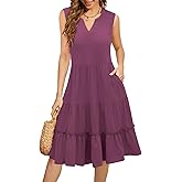 Summer Dresses for Women 2026 Elegant Classy Sleeveless Boho Midi Sun Dress Spring Break Travel Beach Vacation Clothes