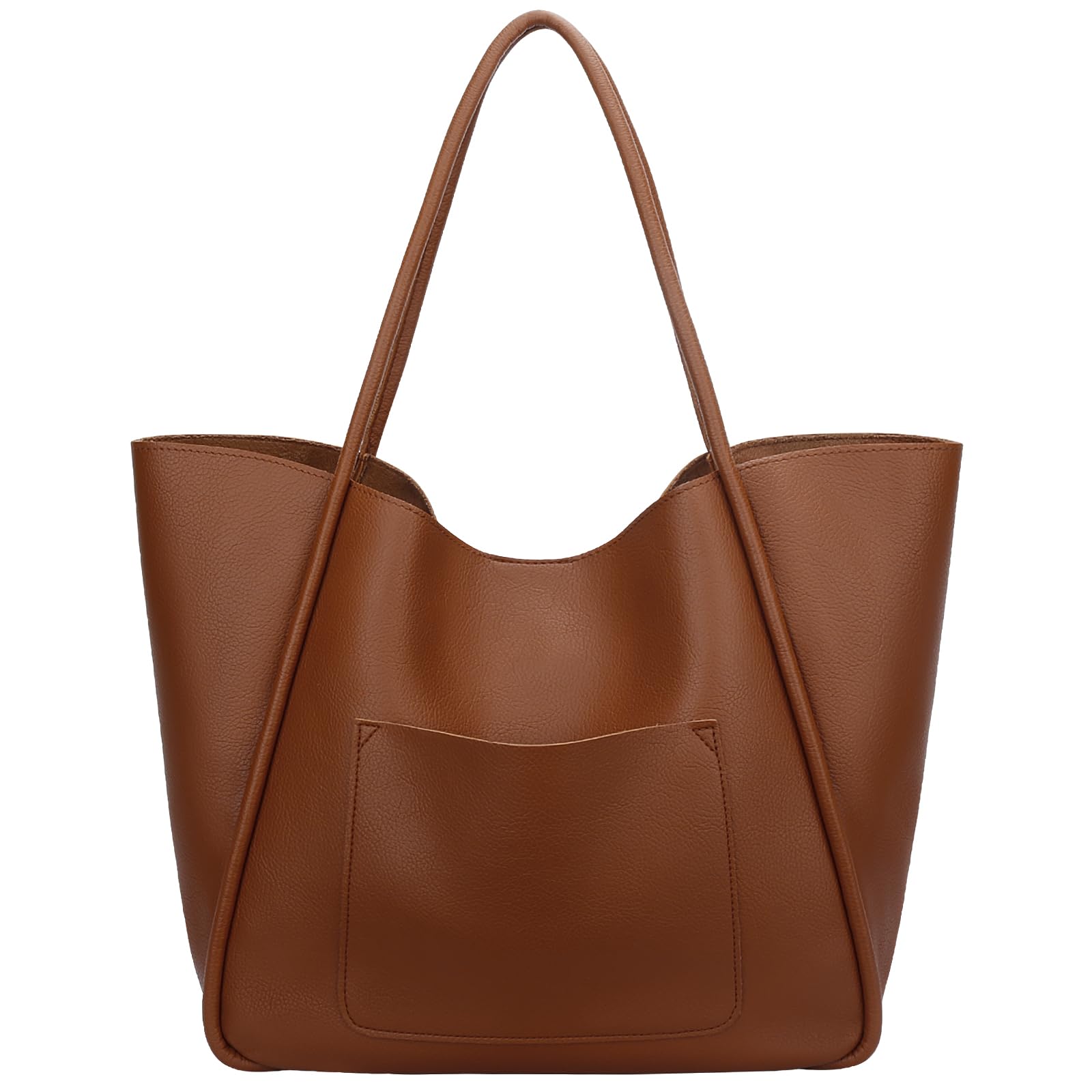 Photo 1 of KKXIU Tote Bag for Women Vegan Leather Shoulder Purse Large Capacity Travel Bag - Brown