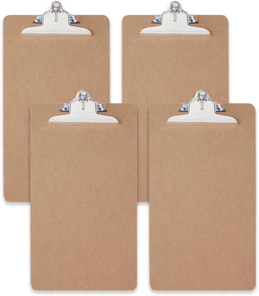 Saunders Legal Size Clipboard Set with Heavy Duty High Capacity Clip -- Set of 4 Clipboards, Classic Wood (8.5 x 14 Inches, 4 Pack)