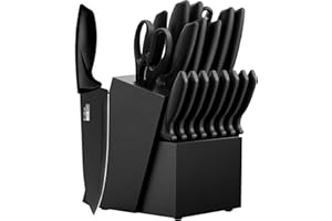 Knife Set, 20 Pieces Knife Sets for Kitchen with Block, Dishwasher Safe Kitchen Knife Set with Self Sharpener, German Stainle