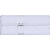 Superior Turkish Cotton Ultra-Plush 2-Piece Bath Sheet Set, Oversized Towels for Adults and Kids, Hotel Collection, Fluffy Soft, Quick Drying, Home Essentials, Guest Bathroom, Apartment, White