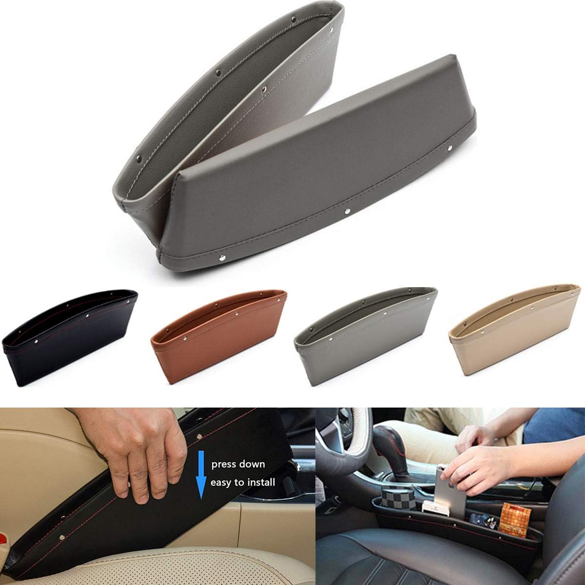 LC novel Car Seat Storage Organizer & car seat Filler Gap & Card Wallet iPhone Cigarette Lighter and Coin Package for car & Trash can for car 2 Pack 4 Color Optional