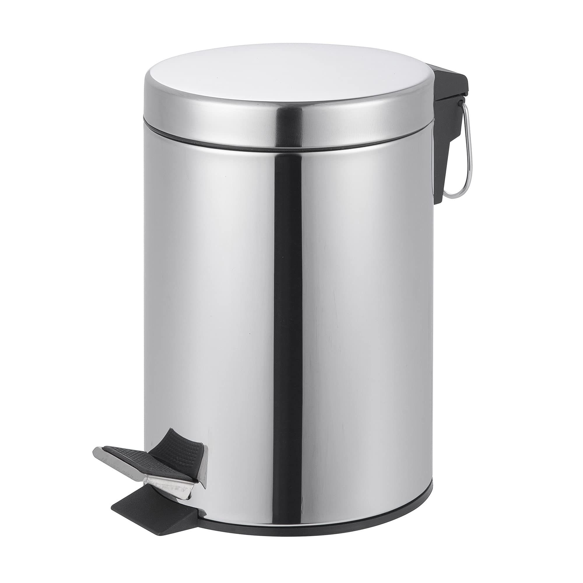 Innoteck Essentials Round Stainless Steel Pedal Bin 3L Dustbin Size 26x17cm for Kitchen and bathroom, Chrome, 3 Litre
