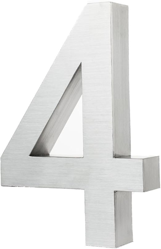 Kobert Goods Hochwertig Modern Geburstet Edelstahl V2a Hausnummer 4 Klassisch 3d Effekt Design Wetterfest Und Rostfrei Inklusive Montage Material Hohe 20cm Tiefe 3cm Gross Fur Haus Und Gartenzaun Amazon De Baumarkt