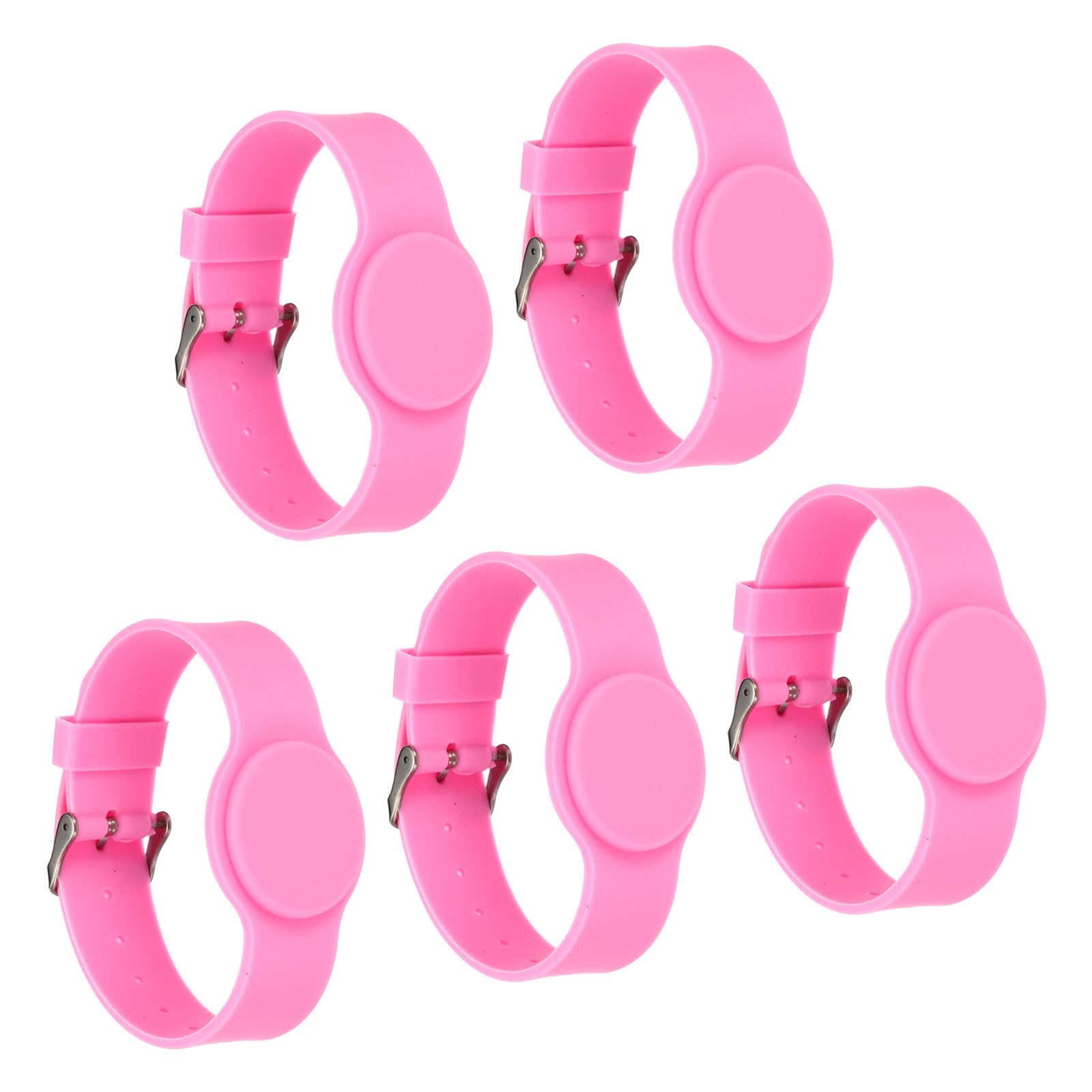 PATIKIL RFID Silicone Wristbands, 5 Pack 13.56MHZ Smart IC Card Bracelet Waterproof ID Wrist Bands Access Control for Swimming Pool Bath Center, Pink