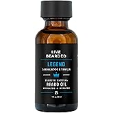 Live Bearded Beard Oil, 1 fl oz - Premium All-Natural Jojoba - Made in the USA - Hair and Skin Care for Men with Dry, Flaky Patches | Legend Scent - Sandalwood, Vanilla