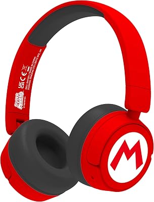 AUSCULTADORES INFANTIS DOBRÁVEIS BLUETOOTH SEM FIOS DO LOGO SUPER MARIO