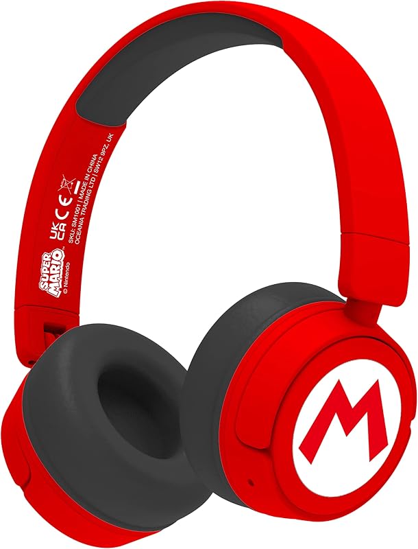 AURICULARES INFANTILES INALÁMBRICOS SUPER MARIO LOGO BLUETOOTH PLEGABLES — foto 1 de 8