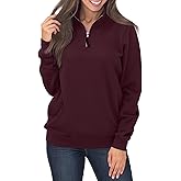 Samefar Womens Warm Cozy High Neck Long Sleeve Solid 1/4 Zip Pullover Sweatshirts with Pockets