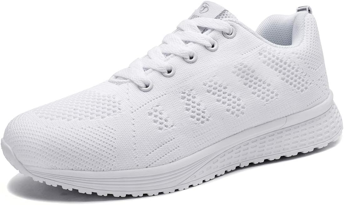 YouecciWomen Lightweight Walking Shoes Ladies Lace Up Sneakers Mesh Go Running Trainers Low Top Breathable Athletic Walk Gym Shoes Sport Run