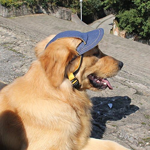 MYIDEA Adjustable Cowboy Dog Hats for Large Dogs - Outdoor Sun Hat for Pet Dogs, Visor Baseball Hat for Summer Ear Holes Sunbonnet Pet Sports Supply (Cowboy Hat, L)