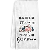 KFXHANGD First Time Grandma Gifts Kitchen Towels, New Grandma Gifts Dish Towels, Pregnancy Announcement for Grandma, Best Moms Get Promoted to Grandma Hand Tea Towels for Bathroom Kitchen, 16x24 Inch