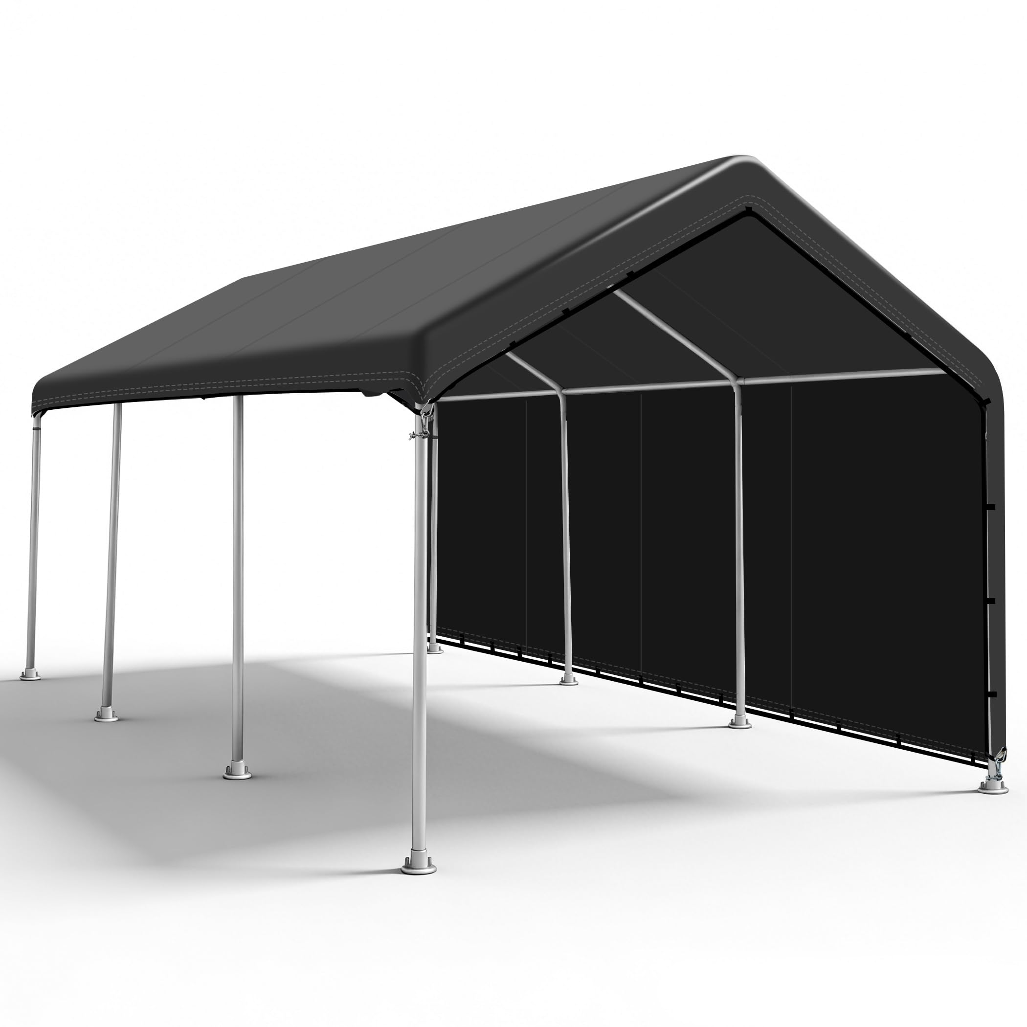 Photo 1 of SIHAIAN 10 x 20 Ft Carport Replacement Canopy Cover with Sidewall, Easy to Set up Carport Canopy, 500D Heavy-Duty Garage Top Tent Shelter Tarp Waterproof and UV Protected (Only Canopy Cover) Black