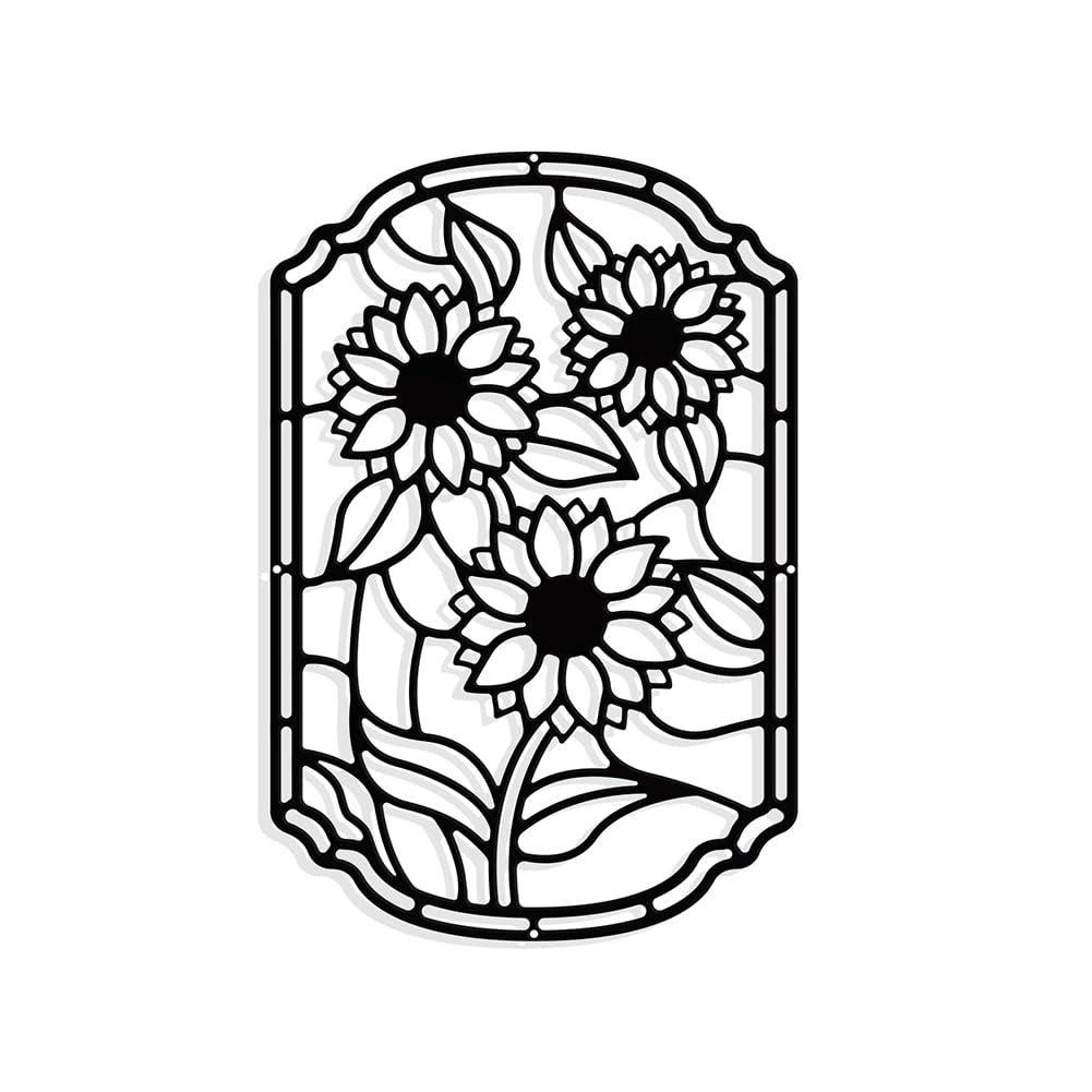 NBEADS Sunflower Metal Wall Art Decor, Matte Black Wall Hanging Decor Silhouette Wall Art for Home Bedroom Living Room Bathroom Kitchen Office Hotel Wall Decoration, 19.5×29.2cm