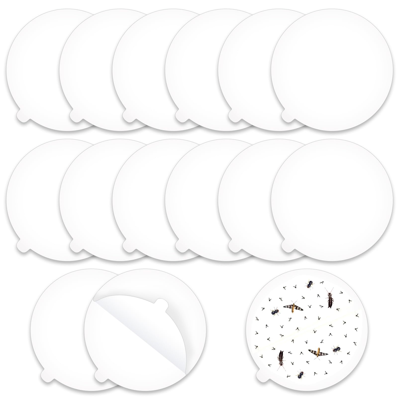 Omsscun 14 Pack White Round Flea Trap Sticky Pads 18cm/7", Bed Bugs Cockroaches Flea Traps Replacement Pads, for Home Sticky, Effective Pest Control Sticky Discs
