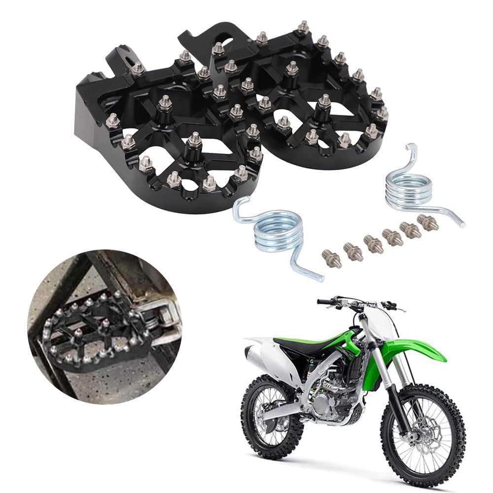Photo 1 of AnXin Dirt Bike Foot Pegs Footpegs Footrests Foot Pedals Rests CNC for KX250F KX450F 06-18 KX250 KX 250 19-24 KX450 19-24 KX250X/450X KLX450R Black