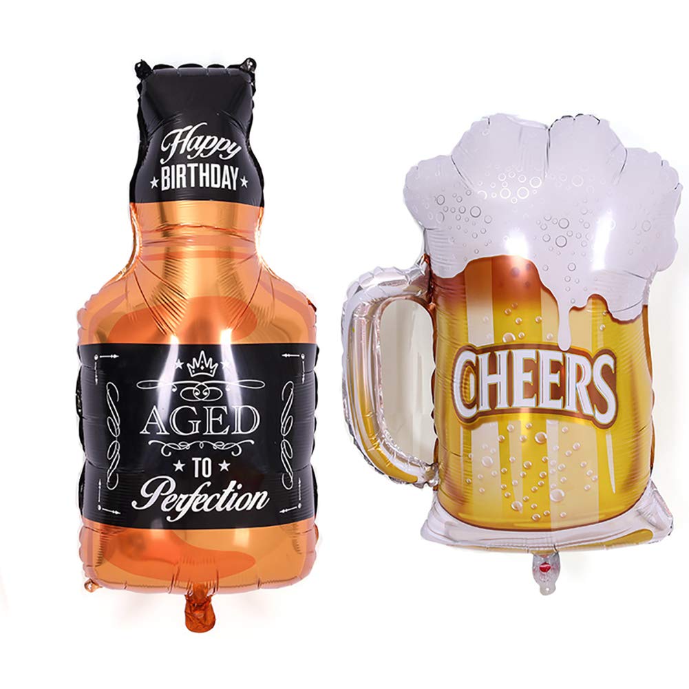 Whiskey Bottle Beer Mug Super Shape Mylar Foil Balloon for Bar Summer Party Beer Festival Birthday Party Decorations…