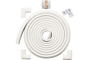 Roving Cove HeftyFit Edge Corner Protector Baby Proofing (Large 15ft Edge 4 Corners), Heavy-Duty, Soft NBR Rubber Foam, Furniture Fireplace Safety Bumper Guard, 3M Adhesive, Oyster White (Off White)
