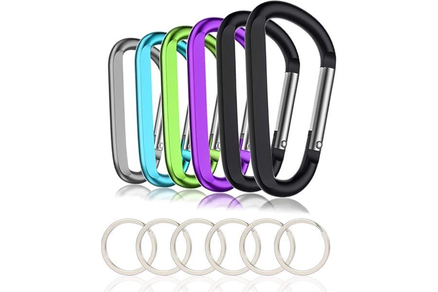 Carabiner Caribeaner Clip,3" Large Aluminum D Ring Shape Carabeaner with Keyring Keychain Hook