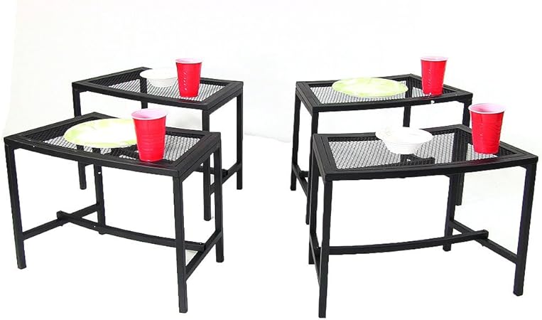 Amazon Com Sunnydaze Black Metal Mesh Patio Side Table