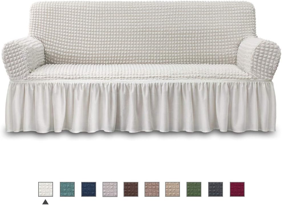 NICEEC Sofa Slipcover Ivory Sofa Cover 1 Piece Easy Fitted