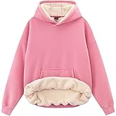 Huzeiwu Oversized Acid Wash Hoodie for Women Sherpa Fleece Lined Hooded Pullover Unisex Vintage Streetwear Sweatshirt