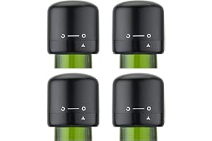 OUWO Wine Bottle Stopper, Wine Stopper with Silicone Wine Toppers Stopper Reusable Wine Saver, Wine Cork Superior Leak-Proof Keeps Wine Fresh Best Gift Accessories, Black 4 pack