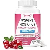 ZEBORA Probiotics for Women, Vaginal Probiotic with Cranberry, Organic Prebiotics, D-Mannose, & Vitamin C - Support Urinary Tract Health, Vaginal pH, & Gut Health - Gluten Free, 90 Vegan Capsules
