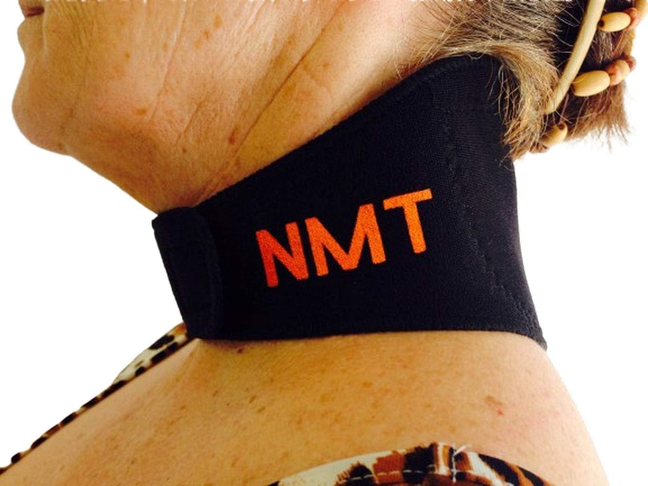 Neck Wrap by NMT ~ Pain Relief for Women and Men, Sleep Apnea, Arthritis, Migraine, Headache, Health, Swelling, Stiff ~ Portable Black Brace ~ New Flexible Cervical Support Collar ~ Physical Therapy: Health & Personal Care