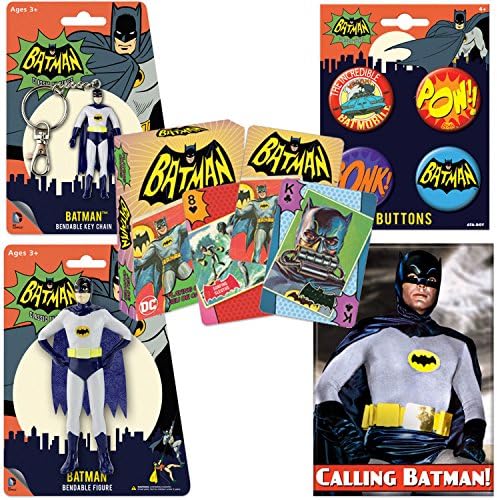 PopShoppes Batman (Batman Classic TV Series) PopBox (Bendable Figure, Playing Cards, Bendable Keychain, Magnet and Button Set)