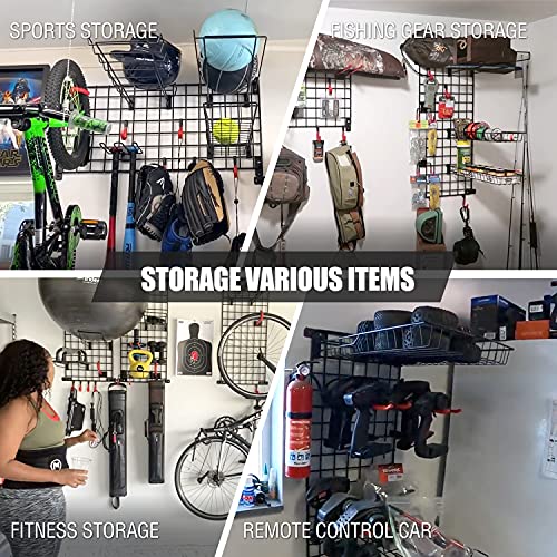 Mythinglogic Sports Equipment Storage System, Wall Mount Garage Storage Shelves for Sports Gear