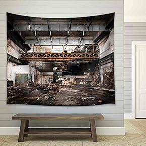 Abandoned Industrial Interior with Bright Light - Fabric Wall Tapestry Home Decor - 51x60 inches