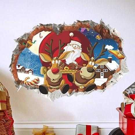 Buy Ebuychx Christmas Santa Claus Broken Wall 3d Stereoscopic