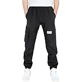 CAMLAKEE Boys' Cargo Joggers Pants Kids Elastic Waist Water Resistant Youth Outdoor Hiking Pants