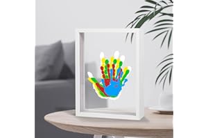 BIXINYO Family Handprint Kit - Baby Hand and Footprint Kit, Gifts for New Parents, Family Gifts ldeas, Newborn Keepsake Wooden Frame,New Baby Shower Gifts for Boys & Girls, 5 Non-Toxic Paints