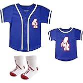 BAICAIYU Baby Baseball Jersey and Socks 2pcs Set Birthday Outfit Boys and Girls 2-4 Years Old Toddler Softball Shirt