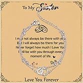 Zhamate Sister Birthday Bracelets Sterling Silver Interlocking 2 Circles Cute Birthday Gift for Women Sisters Birthday Christmas Valentine's Day