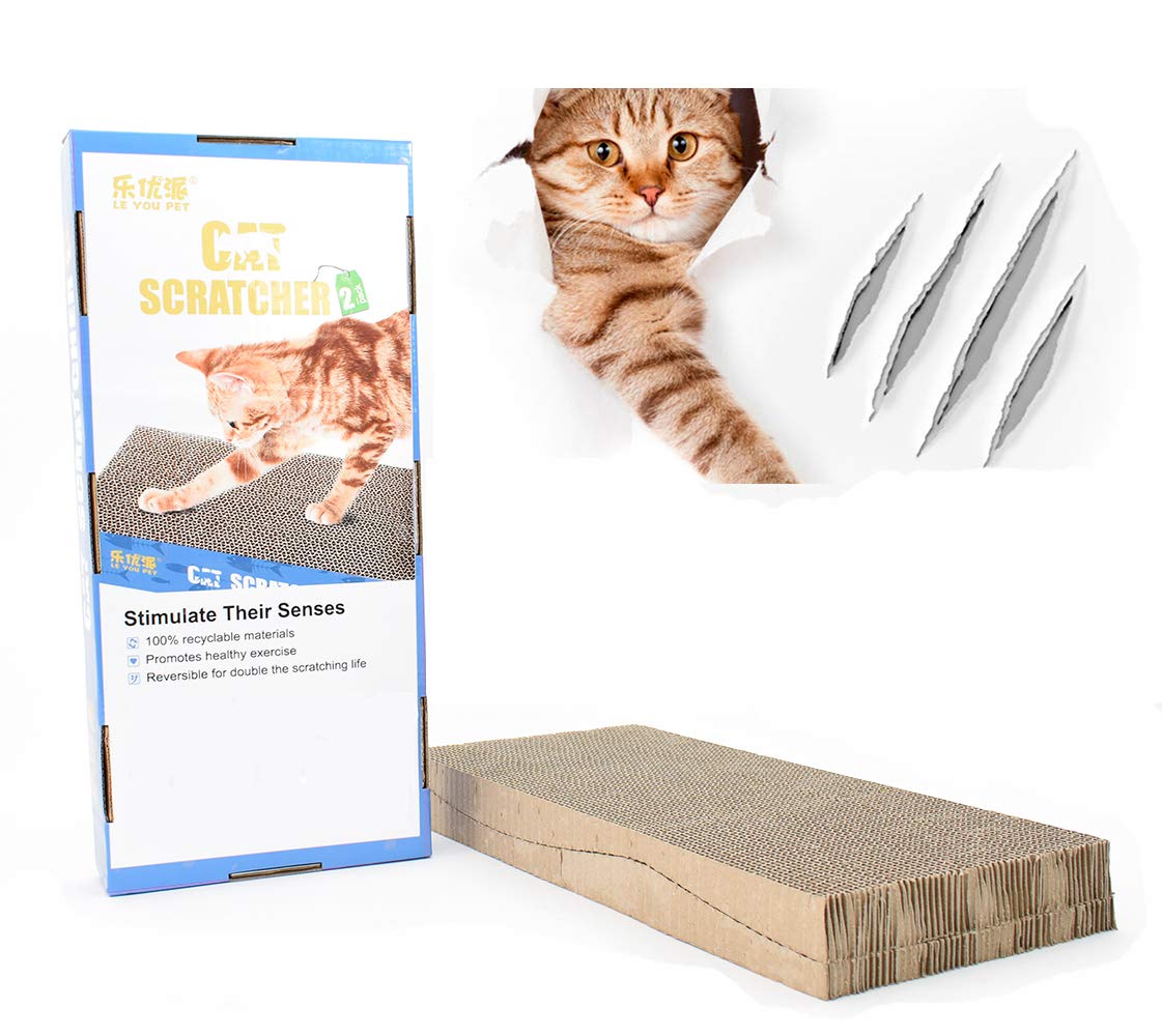 Cat Scratching Post 2 in 1 with Catnip Kitten Scratcher Toy 2 Packs Pad Cardboard and Refill (2 Packs) 