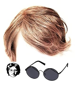 Silver C John Lennon Wig And Glasses The Beatles Fancy Dress Yoko