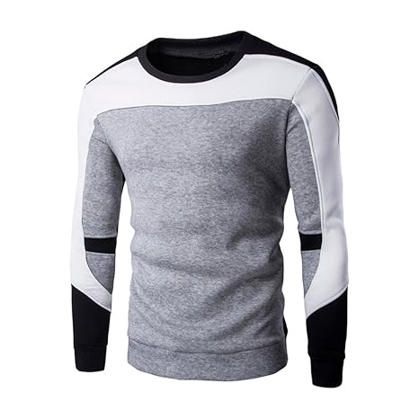 Xmiral Herren Sweatshirt Pullover Langarm Patchwork Tops Bottoming Shirt S-XL