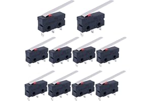 Twidec/10Pcs Mini Micro Limit Switch 5A 125 250V AC SPDT 1NO 1NC Long Straight Hinge Lever Arm Switch Snap Action Button Type 3 Pins KW11-3Z03