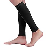 BSERA Calf Compression Sleeve Women, 2 Pairs 15-20mmHg Calf Support Footless Compression Socks Stockings for Shin Splints, Varicose Veins, Recovery (Black, Small)